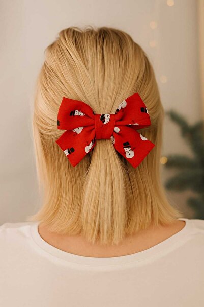 REBORN DESIGN Christmas Themed Bow Model Snowman Patterned Knot Detailed 12 cm Automatic Buckle