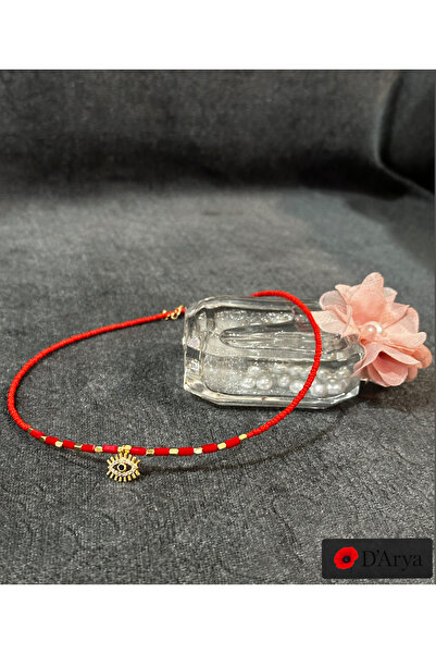 Darya Dd561 Red Beaded Gold Eye Necklace
