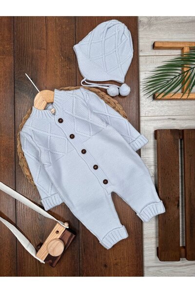 Kids Kingdom Winter Cotton Soft Knitwear Hat Set Baby Boy Jumpsuit