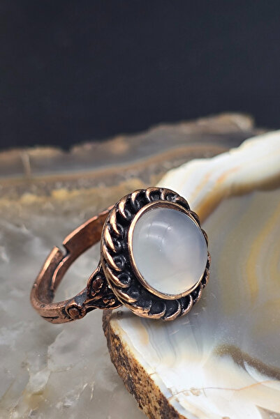 NBS Beautiful Naturel Stones Copper Ring with Natural Stone Adjustable Quality Evil Eye Protection (Gift, Special Day) Vintage Antique