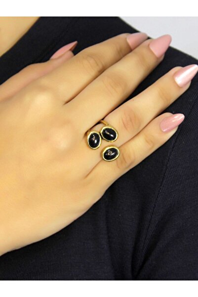 esha خاتم نسائي من الحجر الطبيعي أونيكس ثلاثي الأحجار الطبيعية طراز قديم قابل...