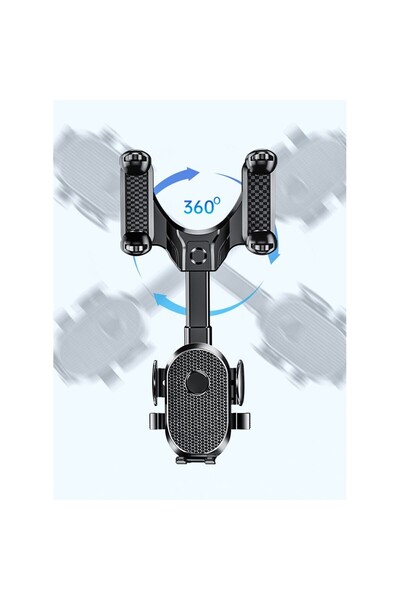 Universal Flippy Car Phone Mount for Rearview Mirror, ABS, 360° Adjustable, Black