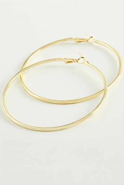 ZERO LAND أقراط دائرية معدنية من تيك إم آر تي (70337) 6 سم - أصفر