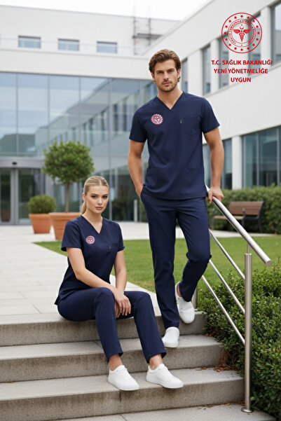 Class Üniforma Lacivert Hemşire Forması Likralı Scrubs Kadın (Yeni Yönetmeliğe Uygun - Patriot Blue)