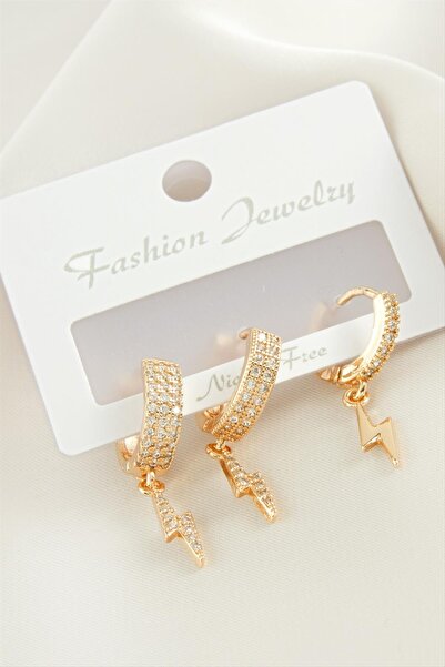 gizmurstore MTXDPN 3 قطع أقراط من حجر الزركون (172038) - أصفر