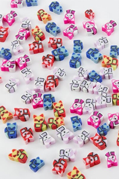 ZERO LAND MTXDPN Χάντρες Fimo με σχέδιο γάτας (180439) 100 τεμάχια-πολύχρωμες