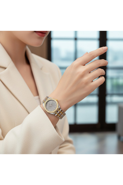 mont royal Women's Zircon Stone Watch - Gold & Silver