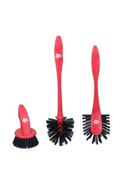 DİRT DEVIL set de 3 perii pentru vase și sticle, 28-30-11 cm, roșu/gri