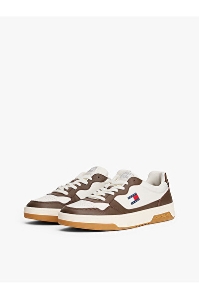 Tommy Hilfiger Pánské tenisky s nízkým profilem, barva slonová kost a hnědá sametová, nové provedení Cupsole