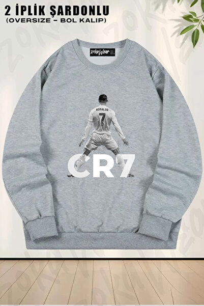 ZOKAWEAR Unisex Loose Fit Stance Football Cr7 Cristiano Ronaldo Printed Oversized Crew Neck Sweatshirt