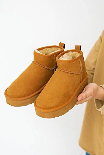 Solario Oslo Mini Süet Yarım Bot Içi Tüylü Kalın Taban Kadın Ayakkabı