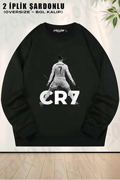 ZOKAWEAR Unisex Loose Fit Stance Football Cr7 Cristiano Ronaldo Printed Oversized Crew Neck Sweatshirt