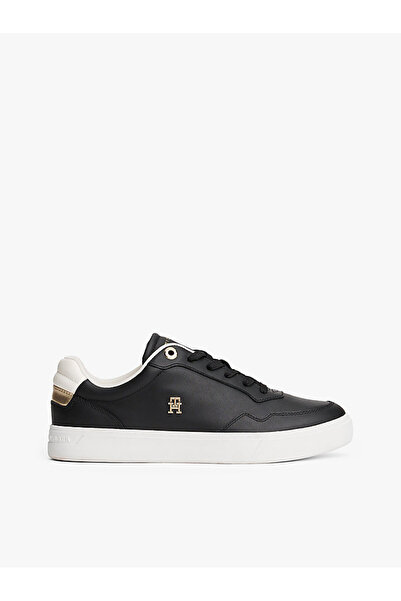 Tommy Hilfiger Kadın TH Monogram Plaque Court Sneakers - Siyah