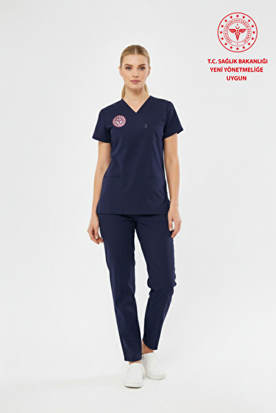 Class Üniforma Lacivert Hemşire Forması Likralı Scrubs Kadın (Yeni Yönetmeliğe Uygun - Patriot Blue)