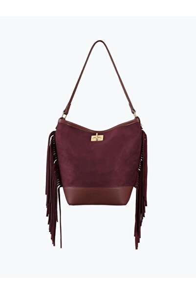 Juste Suede Tassel Shoulder Bag Burgundy