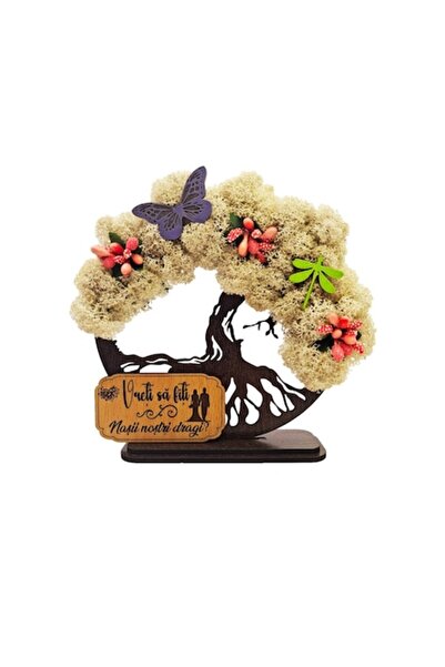 OEM Tablou decorativ Copacul Vieții cu mușchi stabilizat – Mesaj pentru nași ...