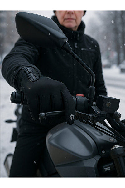 sebura Men's Black Winter Thermal Biker Gloves Waterproof Touchscreen Feature Motor Gloves
