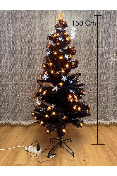 Sama Fiber Işıklı ve Süslemeli Yılbaşı Ağacı, Büyük Boy, Siyah, 150 cm