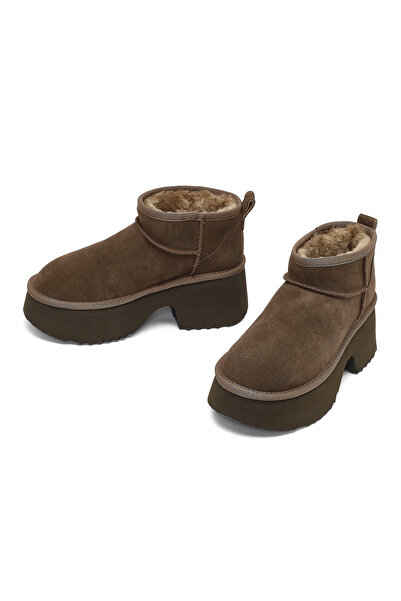 Derimod Kadın Vizon Kalın Tabanlı Süet Deri Teddy Bot 25WFD492910