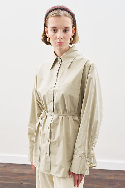 Manuka Triangle Scarf Oversized Shirt Stone