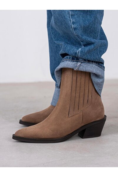 ECENİN BUTİĞİ Lexis Camel Süet Hakiki Deri Kadın Bot