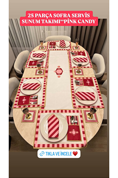 PONCİKPAZAR 25 PARÇA SOFRA SERVİS SUNUM TAKIMI**PİNK CANDY