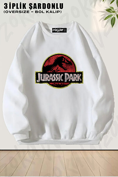 ZOKAWEAR سويت شيرت جوراسيك بارك فينتاج تيرانوصور ريكس للجنسين مطبوع قصة فضفاض...