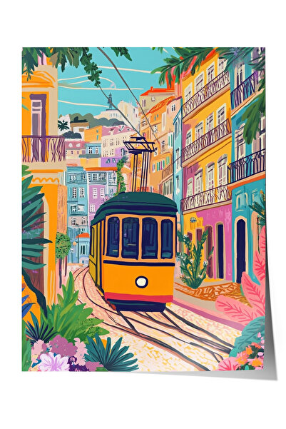 Zestia Plakat bez okvira, Žute tramvajne ulice - Gradski pejzaž, Poster za de...