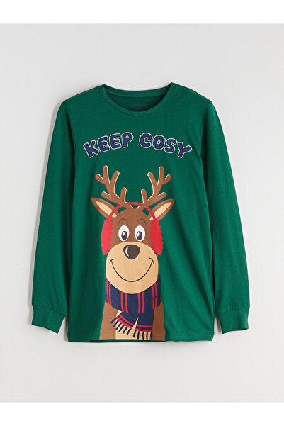 LC Waikiki Bisiklet Yaka Yılbaşı Temalı Erkek Çocuk Pijama