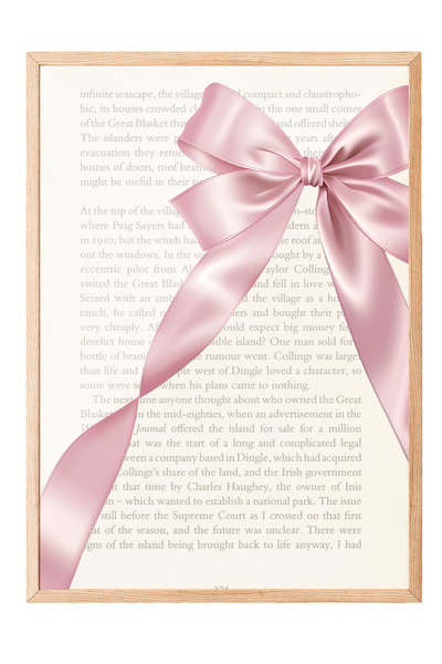 Zestia Επιτραπέζια ζωγραφιά με ξύλινο πλαίσιο, ροζ κορδέλα και σελίδα βιβλίου...