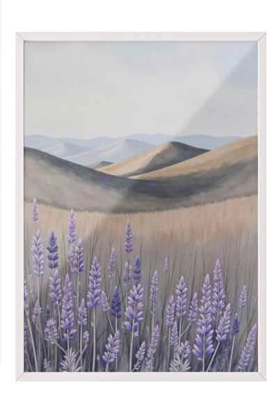 Zestia Tablou cu ramă albă, Câmp de lavandă - Apus de soare liniștit, Poster ...