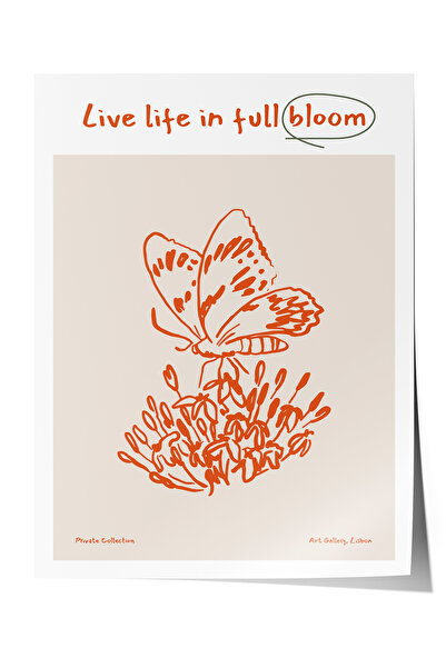 Zestia Poster fără ramă, Desen floral portocaliu – Linie vibrantă, Poster dec...