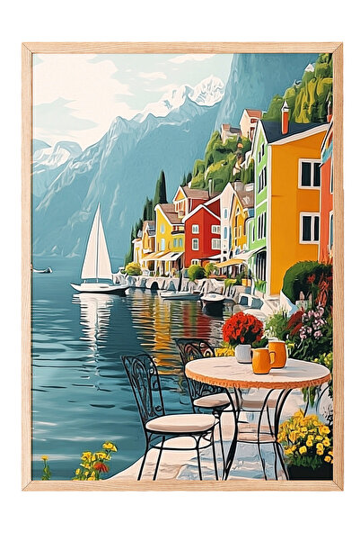 Zestia Tablou cu ramă din lemn, Cușcă de coastă - Peisaj de coastă, Poster de...