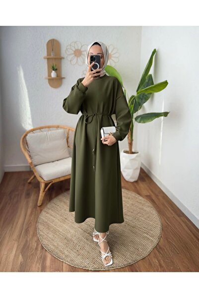 Butik Scuba Kumaş Kuşaklı Basic Elbise