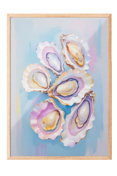 Zestia Tablou înrămat pe lemn, scoici colorate – Artă abstractă de coastă, Po...