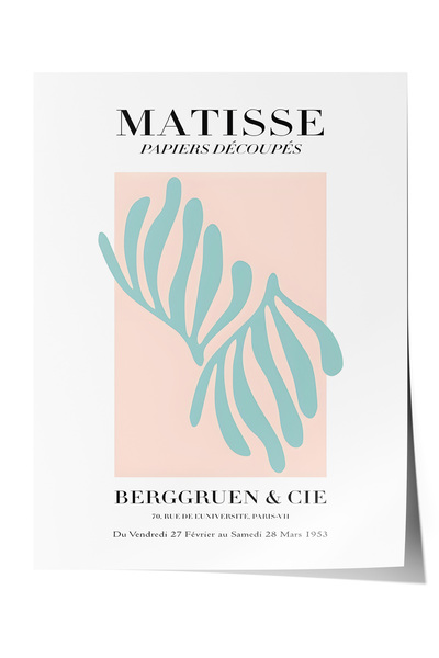 Zestia Poster fără ramă, formă de frunză turcoaz – Stil Matisse, Poster decor...