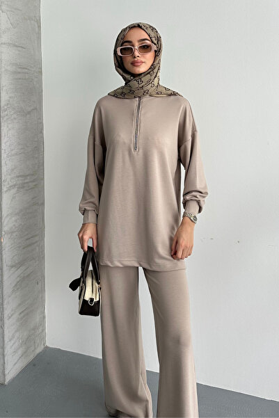 Mogi Butik Women's Modal Fabric Oversized Zippered Hijab Set 3105