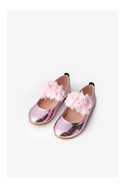 LC Waikiki Pembe Tül Çiçekli Kız Çocuk Ayakkabı