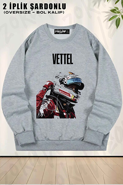 ZOKAWEAR سويت شيرت بتصميم فضفاض للجنسين من سيباستيان فيتيل فورمولا مطبوع قصة ...