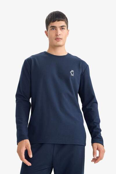 DeFacto Pijama Takımı Regular Fit Uzun Kollu Waffle Üst Uzun Alt G2650AX25WN