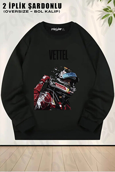 ZOKAWEAR سويت شيرت بتصميم فضفاض للجنسين من سيباستيان فيتيل فورمولا مطبوع قصة ...