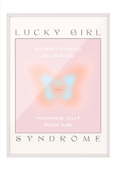 Zestia Tablou cu ramă albă, fluture albastru și text – Energie pozitivă, deco...