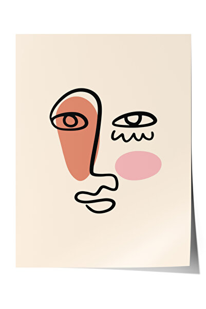 Zestia Poster fără ramă, Artă abstractă cu linii faciale - Modern Minimal, Po...