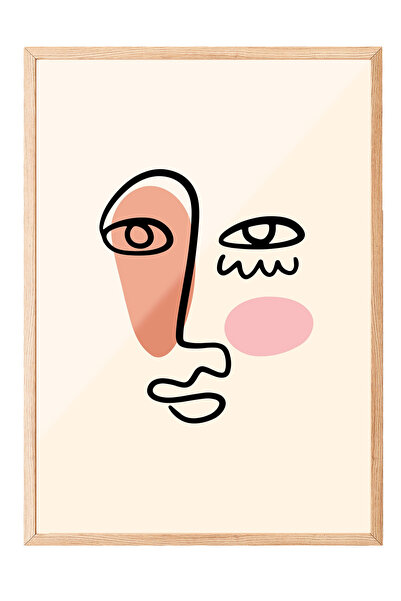 Zestia Πίνακας με ξύλινο πλαίσιο, Αφηρημένη Τέχνη Γραμμικής Προσώπου - Μοντέρ...