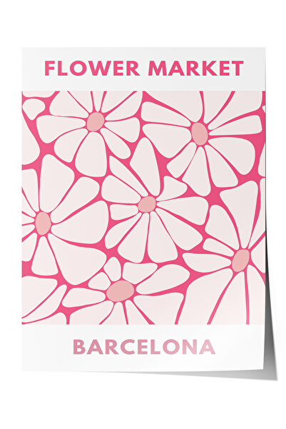 Zestia Poster fără ramă, model cu flori roz – Piața de flori, Poster decorati...