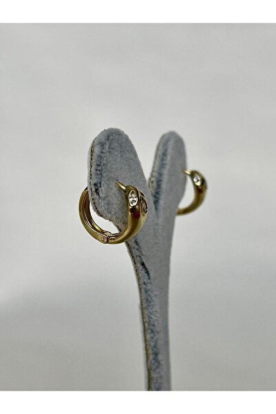 yeknova Xuping 14K Gold Rengi Kuyumcu İşçiliği Lunaria Model Taş Detay Kararmaz Kadın Mini Halka Küpe