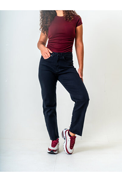 Siyah Yüksek Bel Boyfit Jean