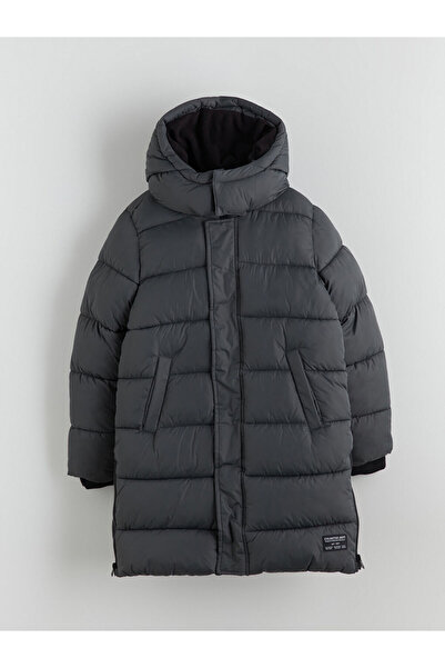 LC Waikiki Palton puf pentru băiat gri cu glugă