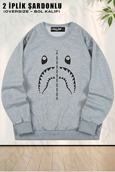 ZOKAWEAR Φούτερ Unisex Loose Fit bape shark με φερμουάρ με τύπωμα Design oversized με λαιμόκοψη