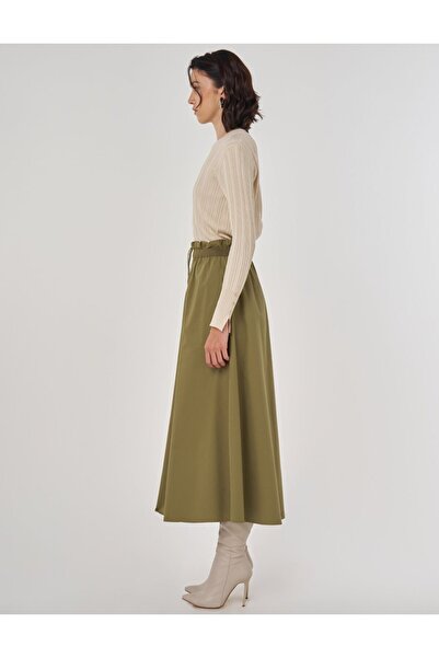 KYR Cotton A-Line Skirt Khaki